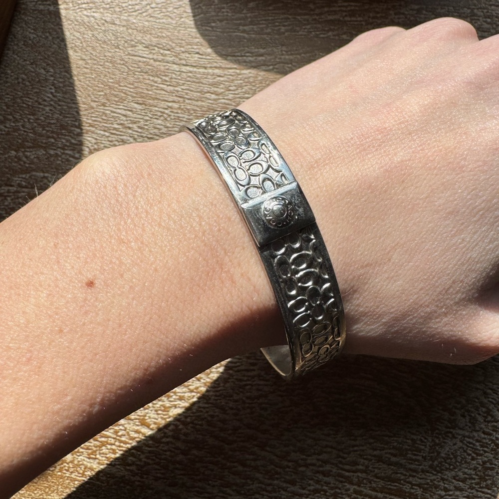 Coach Silver Textured Bangle - Picture 5 of 8